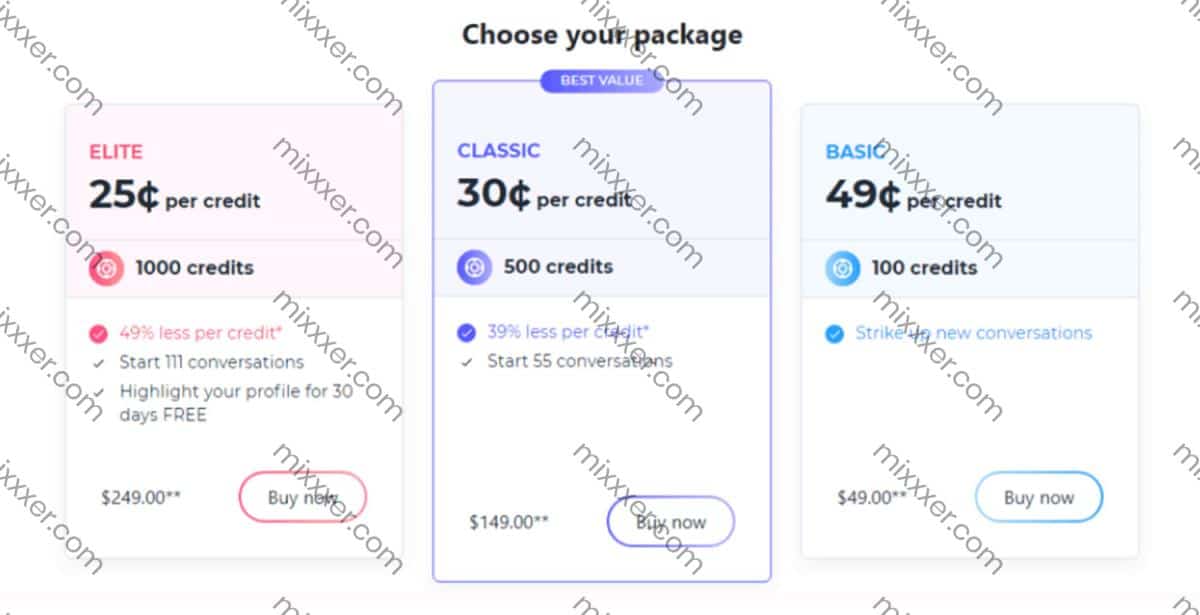 screenshot of Ashley Madison pricing page