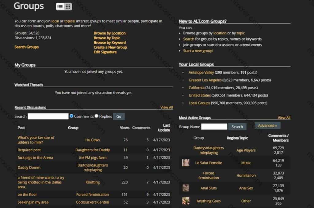 screenshot of alt.com groups