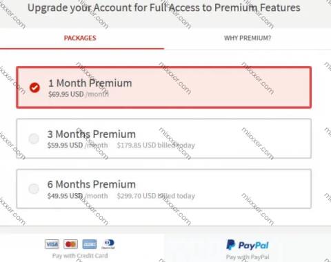 screenshot of seeking.com pricing page
