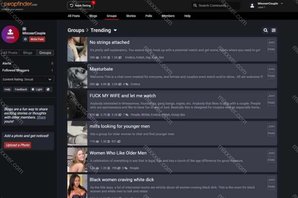 screenshot of swapfinder.com community