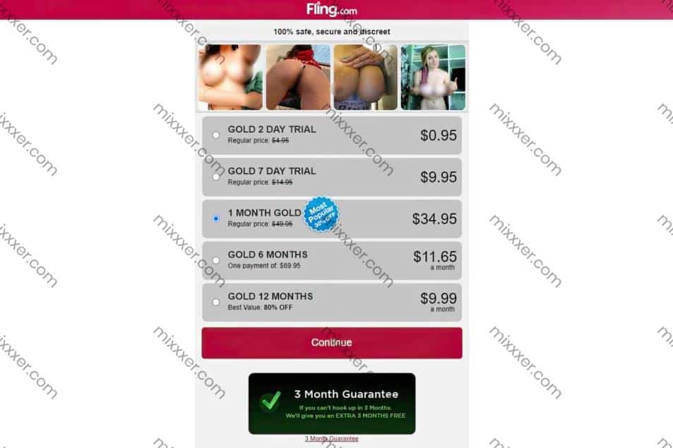Screenshot of Fling.com pricing page