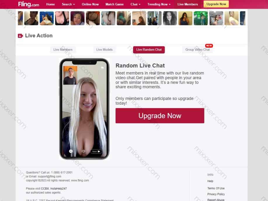 Fling.com video chat feature